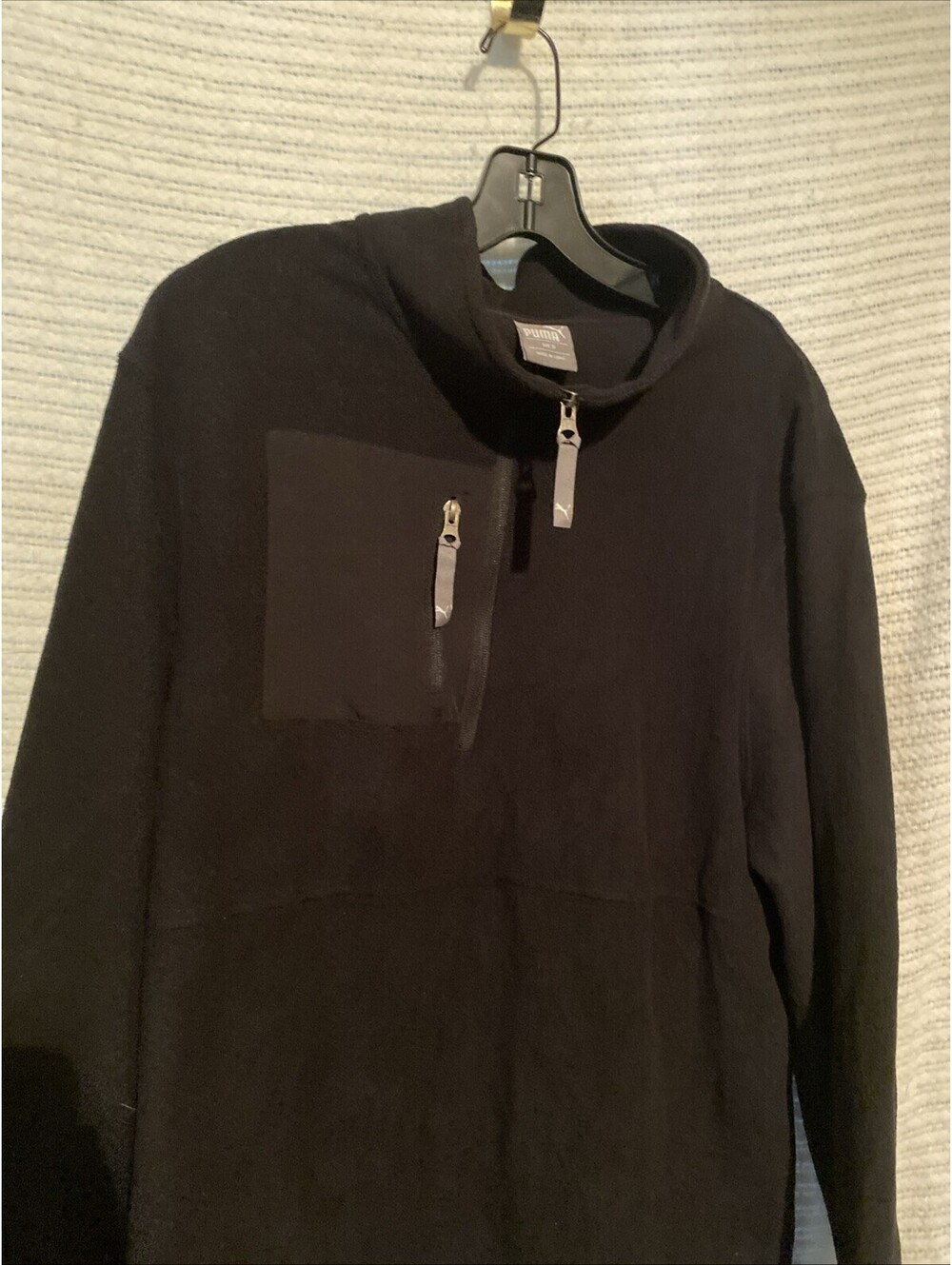 PUMA Black Fleece Hoodie Pullover Men's Med Hooded Pockets Cotton Blend